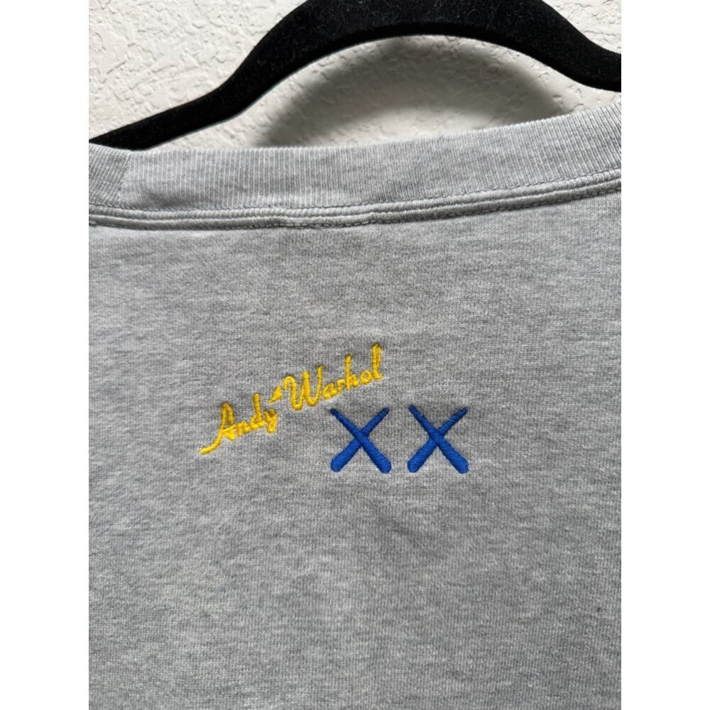 Uniqlo KAWS x Warhol Sweatshirt Large Gray Andy Warhol Banana BFF Crewneck UT - Picture 5 of 7